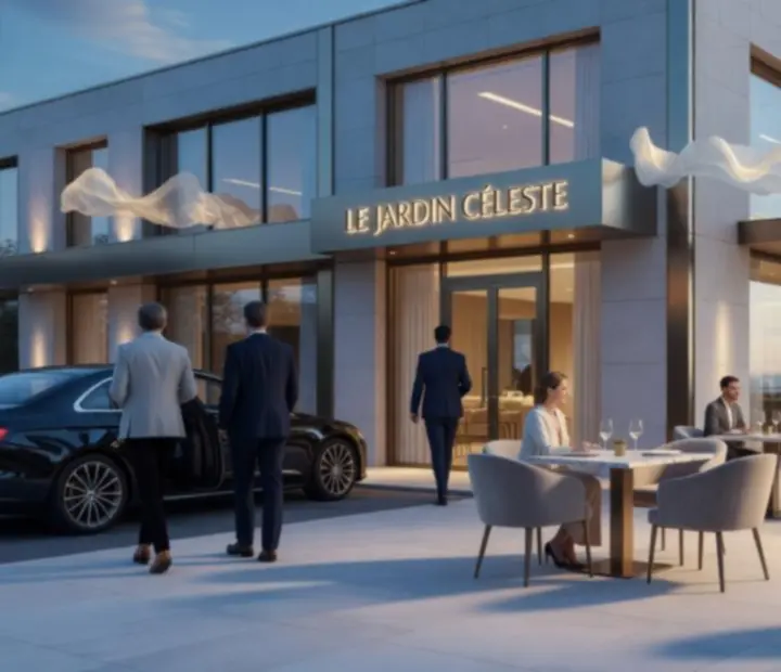 Façade lumineuse du restaurant Choix Sorties en soirée