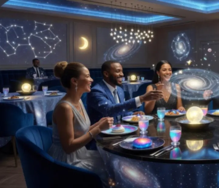 Groupe de convives partageant un dîner festif lors d'une soirée thématique au restaurant Choix Sorties