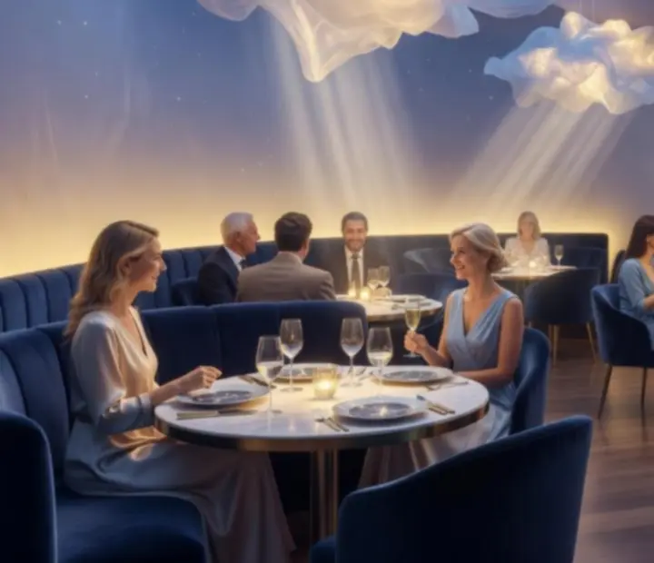 Ambiance lumineuse d'une soirée thématique au restaurant Choix Sorties